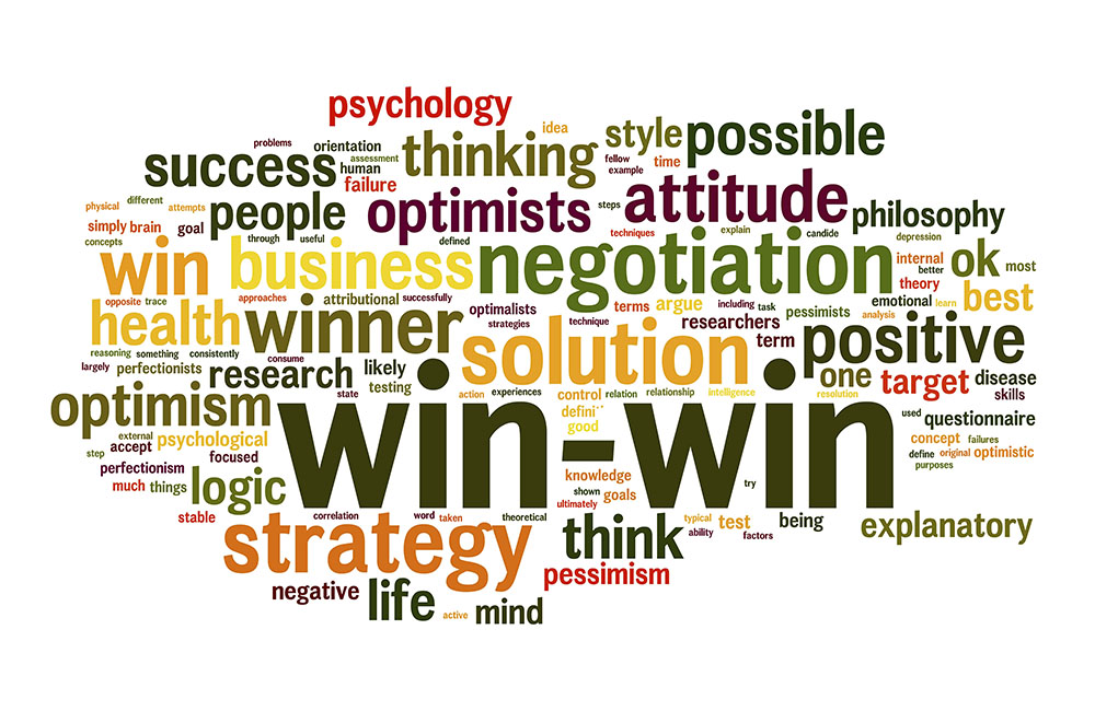 Win-win solution in word tag cloud on white